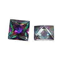 XIANGMO 100pcs 4x4mm Square Princess Cut Loose CZ Synthetic Gemstone 5A Plating Mix Color Cubic Zirconia Stone for Ring Earring Bracelet Necklace Pendants Jewelry Making