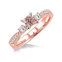 Trilogy 1.25 Carat Princess cut Morganite and Diamond Engagement Ring in 14k Rose Gold morganite & diamond engagement ring