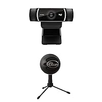 Logitech C922x Pro Stream Webcam – Full 1080p HD Camera & Blue Snowball iCE USB Mic for Recording and Streaming on PC and Mac, Cardioid Condenser Capsule, Adjustable Stand, Plug and Play – Black