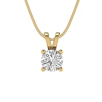 0.5 ct Brilliant Round Cut Solitaire Genuine VVS1 Clear Simulated Diamond 18k Yellow Gold Pendant Necklace with 16
