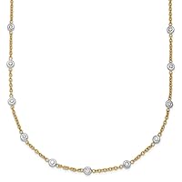 18k Gold 1.5mm Diamond Stations Cable Chain Necklace