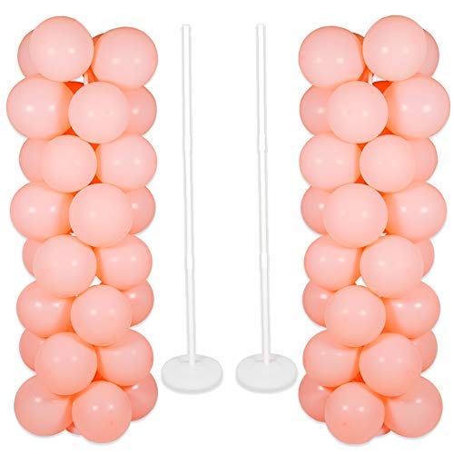 YANGMILY 2 Sets Thicken Adjustable Balloon Column Stand Kit Base and Pole Balloon Tower Decorations for Baby Shower Graduation Birthday Wedding Party