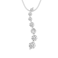 Clara Pucci 0.48Ct Round Cut Genuine Lab Created Grown Cultured Diamond VS1-2 I-J 14k White Gold Pendant 16