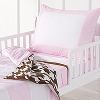 Bacati - Metro Pink/Chocolate 4 Piece Toddler Bedding Set