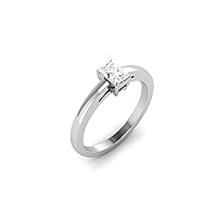 REAL-GEMS Unique Womens Ring Lab Created G VS1 Diamond Radiant Cut Shape Solitaire 0.4 Carat 14k White Gold Sizable