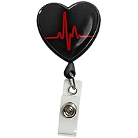 Prestige Medical Retracteze™ ID Holder, EKG Heart on Black (Model: S13-EKB)