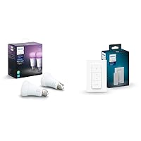 Philips Hue White and Color Ambiance Smart Bulb 2-Pack + Smart Dimmer Switch Bundle