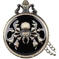 Pocket Watch for Men Black Spider Pattern Pendant Necklace Watch for Men Kids Xmas Gift