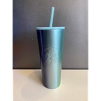 Starbucks Stainless Steel 24-Ounce Double Walled Cold Cup Tumbler Lid 2020 Baby Blue Silver