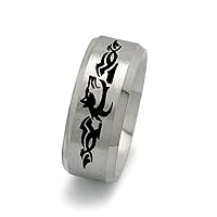 Kriskate & Co. 8mm tITANIUM Wedding Band Ring For Men and Women, Wolf Titanium Ring Anniversary Ring TRB287