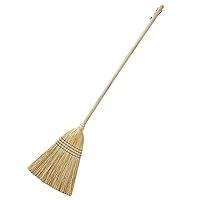 Whisk Broom, Traditional Straw Broom Sweeping The Garden Real Wood Handle Antistatic Wear Resistant Hand Made Wall-Mounted agh (Color : Natural, Size : 132x33cm) (Natural 132x33cm)