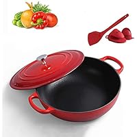 Ceramic Casserole Earthen Pot Casserole Dish Enamelled Cast Iron Shallow Casserole Dishes 3L Non-Stick Multifunctional Household Stew Universal Pot, with Shovel and Anti-Scald Gloves