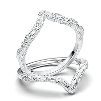 1.8 CT Round Cut Diamond Ring Leaf Vine Vintage Band Floral Filigree V Shape Ring Wedding Engagement Floral Ring 14k White Gold Finish