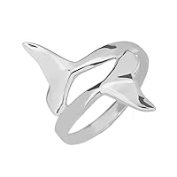 STERLING SILVER DOLPHIN TAIL DOUBLE WRAP RING - Ring Size:: 4