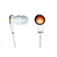 Graphics and More Fire Fireball Novelty In-Ear Headphones Earbuds - Non-Retail Packaging - White
