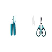 KitchenAid Soft Classic Multifunction Can Opener/Bottle Opener, 8.29-Inch, Ocean Drive & All Purpose Shears with Protective Sheath, 8.72-Inch, Aqua Sky