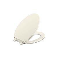KOHLER K-4774-96 Brevia Elongated Toilet Seat with Quick-Release Hinges and Quick-Attach Hardware for Easy Clean in Biscuit