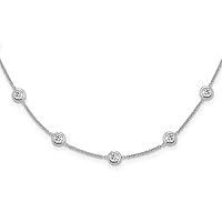 3.00 Ct Diamonds 18k White Gold 1.5mm Diamond Stations Cable Chain Necklace