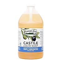Vermont Castile Soap Unscented, Gentle Liquid Soap for Sensitive Skin & Natural Body Wash, Organic Hair Shampoo for Oily Hair, Aloe Castile Soap for Men & Women - 64 Oz