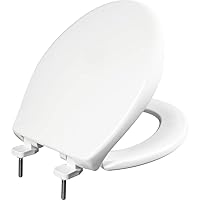 790TDGSL 000 Heavy Duty Closed Front Plastic Toilet Seat with Cover will Slow Close, Never Loosen & Reduce Call-backs, ROUND, Plastic, White