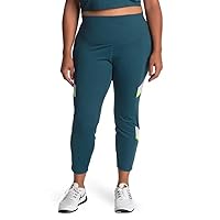 Nike One Women's Plus Size Mid Rise 7/8 Colorblock Leggings (Plus, Dark Teal Green/Lime Glow, 2X)