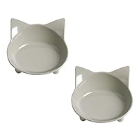 Skrtuan Cat Bowl, Non-Slip, BPA Free Melamine, Shallow Design for Easy Feeding and Cleaning, Cute Decorative, 2 Pcs