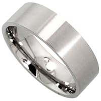 Stainless Steel Pipe Cut Flat 8mm Wedding Band/Thumb Ring Comfort fit High Polish, Sizes 8-15