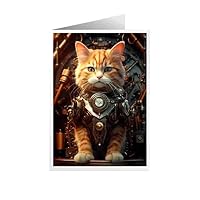 ARA STEP Unique All Occasions Cats Steampunk Art Greeting Cards Assortment Vintage Aesthetic Notecards 2 (Set of 8 SIZE 105 x 148.5 mm / 4.1 x 5.8 inches) (Burmilla cat Steampunk 2)