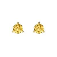 Clara Pucci 0.4ct Round Cut Solitaire Natural Citrine Unisex 3 prong Stud Martini Earrings 14k Yellow Gold Screw Back conflict free