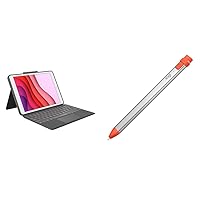 Logitech Combo Touch for iPad (7th, 8th and 9th Generation) Keyboard case with trackpad– Graphite & Logitech Crayon Digital Pencil - Orange