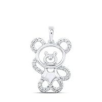 ABHI 1.50 CT Round Cut Diamond Bear Pendant Necklace 14K White Gold Over Free Chain for Women's