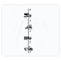 Construction Vehicle Growth Chart Vinyl Wall Art for Kids - Boys Growth Chart Decal Sticker for Wall - Height Ruler Wall Sticker for Boys Bedroom Decoration