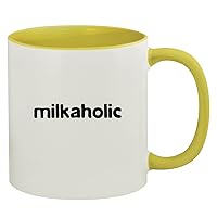 Milkaholic - 11oz Ceramic Colored Inside & Handle Coffee Mug, Yellow