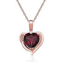 Heart Cut Red Garnet & Cubic Zirconia Diamond 18