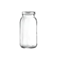 [1 Count 64 oz. Wide-Mouth Glass Mason Jars with Metal Airtight Lids and Bands 2 Quart Large For Preserving, & Meal Prep