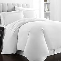 Pizuna Cotton Duvet Cover Queen Size White, 400 Thread Count Long Staple Combed Cotton Sateen Weave Duvet Cover with Button Closure (White Full/Queen Duvet Cover Set - 3PC)
