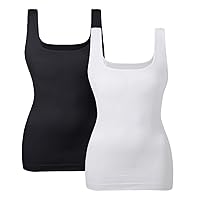 Women's Tummy Control Shapewear Tank Tops Seamless Square Neck Compression Tops Slimming Body Shaper Camisole