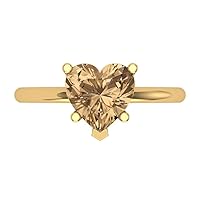 2.1 ct Heart Cut Solitaire Champagne Simulated Diamond Classic Anniversary Promise Engagement ring 18K Yellow Gold for Women