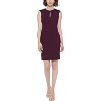 Calvin Klein Womens Keyhole Knee Length Sheath Dress Purple 12