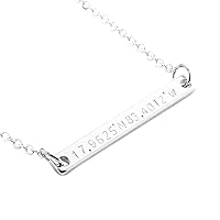 Personalized Gift Coordinate GPS Necklace - GPS Coordinate Personalized Gold, Silver, and Rose Gold Bar Plate with Delicate Dainty Charms