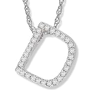 Diamond Initial Pendant D in 14k White Gold