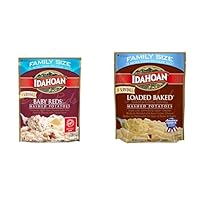 Idahoan Baby Reds Mashed Potatoes, 8 oz Pouch (Pack of 8) & Idahoan Loaded Baked Mashed Potatoes, 8 Oz Pouch (Pack of 8) – Family Sized Bundle Made with Gluten-Free 100-Percent Real Idaho Potatoes