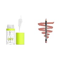 NYX Lip Gloss Fat Oil Drip Clear My Main & Slim Lip Pencil Nude Pink Creamy Liner 2pc Bundle