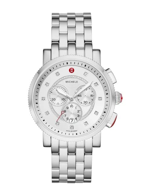 MICHELE MWW01K000122 Silver Dial Silver Stainless Steel Bracelet Sport Sail 42mm Ladies Chronograph Watch