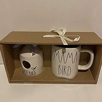 Rae Dunn BABY BIRD Mini Birdhouse + MAMA BIRD Mug Set of 2 - Ceramic