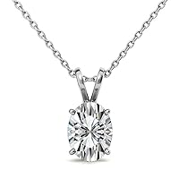 10K Solid White Gold Handmade Wedding Pendant 3 CT Oval Cut Moissanite Diamond Solitaire Bridal Engagement Pendant for Women Her Promise Anniversary Necklace Gift for Love