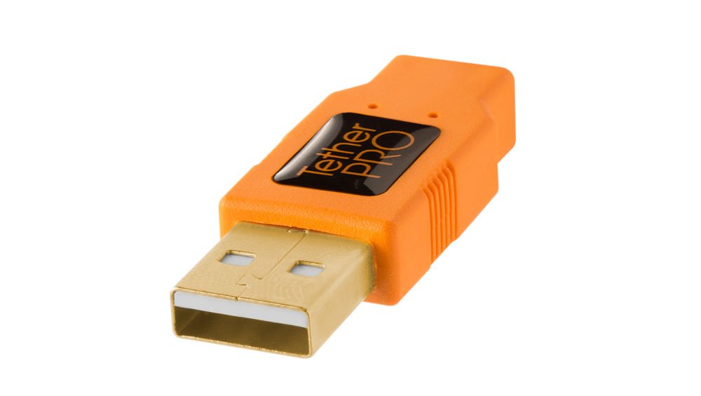 Tether Tools TetherPro USB 2.0 to Mini-B 5-Pin Cable | for Fast Transfer and Connection Between Camera and Computer | High Visibility Orange | 15 Feet (4.6 m)