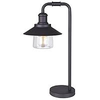 Canarm Luxton Series, Model ITL465B22ORB-M - Elegant 1-Light Table Lamp, Clear Glass, Includes 60W Vintage ST64 Bulb, Easy On/Off Cord Switch, Dimensions: 9