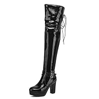 Women's thick-soled over-the-knee boots black ultra-high-heeled thigh high-heeled boots shoes plus size boots women's thick-heeled sexy red over-the-knee boots side zipper straight white platform knig