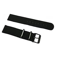 HNS 2 Pieces 20mm Black Mod Ballistic Nylon Watch Strap PVD Buckle NT140